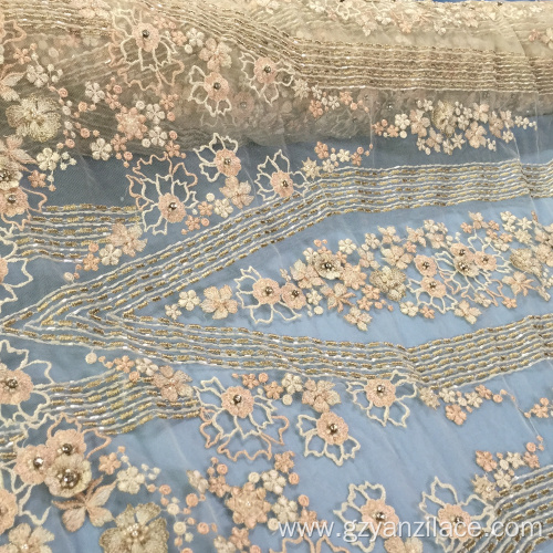 3D Net Embroidery Handwork Beaded Fabric